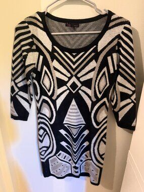 t/o Sweaters S Geometric Aztec Print Bodycon Sweater Dress